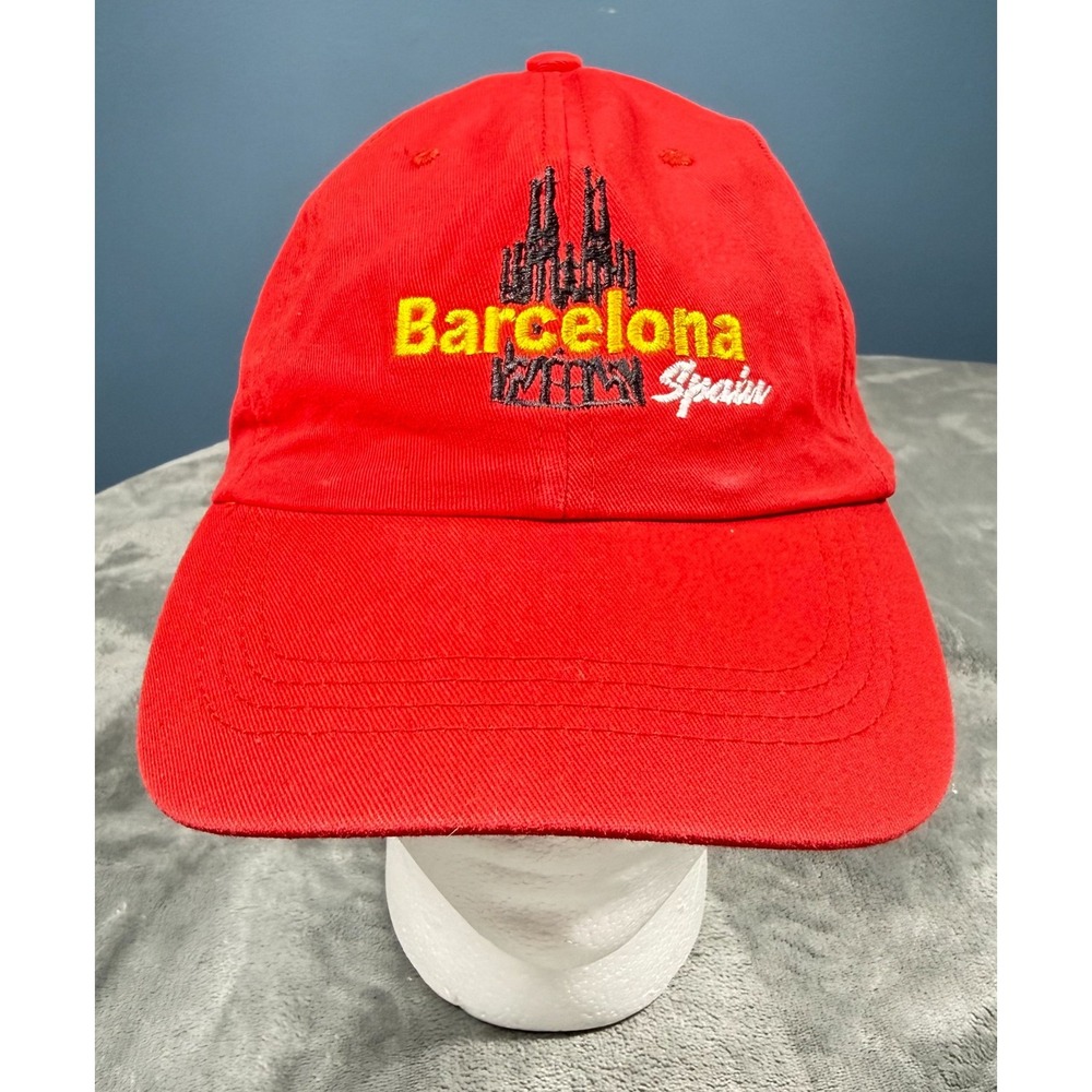 Barcelona Spain Cap Adjustable Red Sagrada Familia Souvenir Hat
